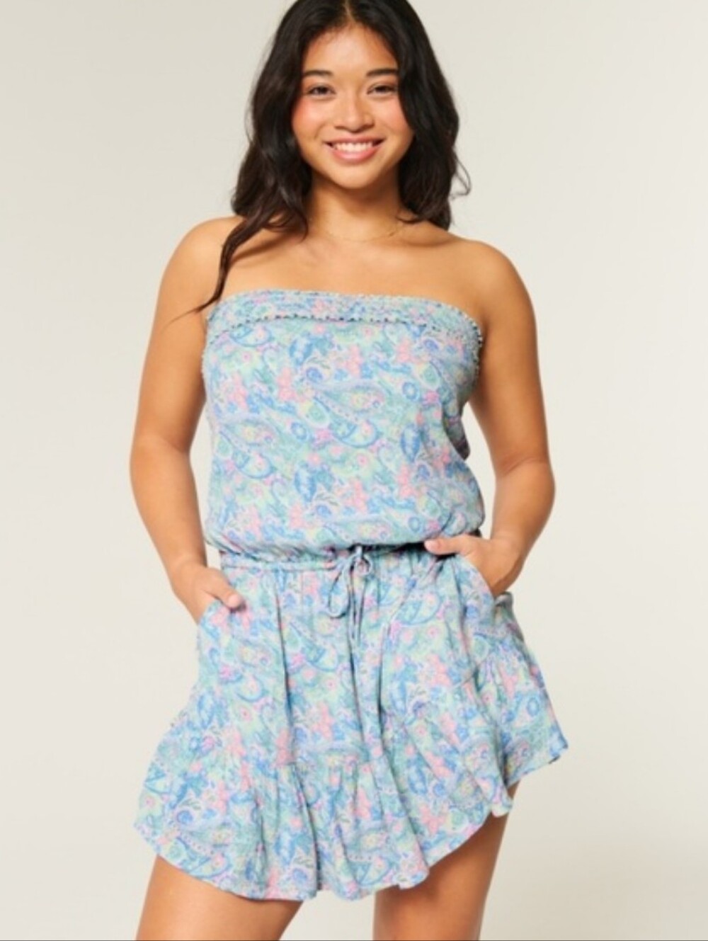 ADORABLE Y2K Hollister Pull On Mini Pastel Dress w/Removable Straps, Size S